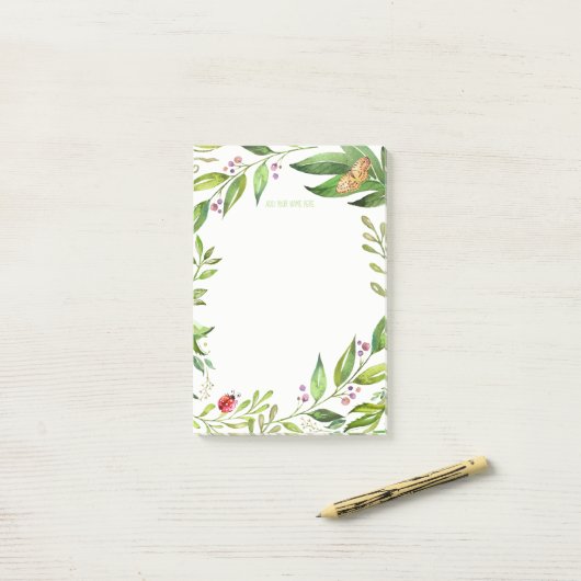 Ladybug & Butterfly Garden | Eigene Monogramm hinz Post-it Klebezettel (Auf Schreibtisch)