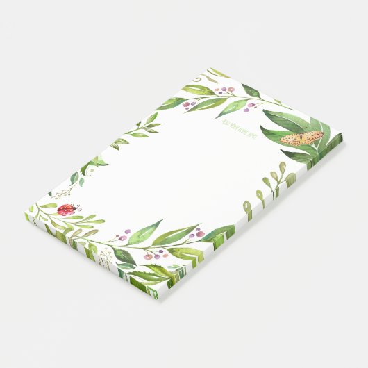 Ladybug & Butterfly Garden | Eigene Monogramm hinz Post-it Klebezettel (angewinkelt)