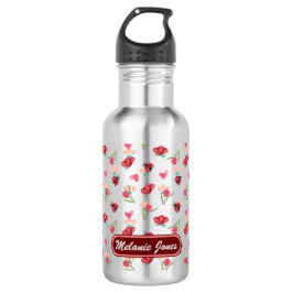 Ladybug, Butterfly und Tulip Herzmuster Edelstahlflasche