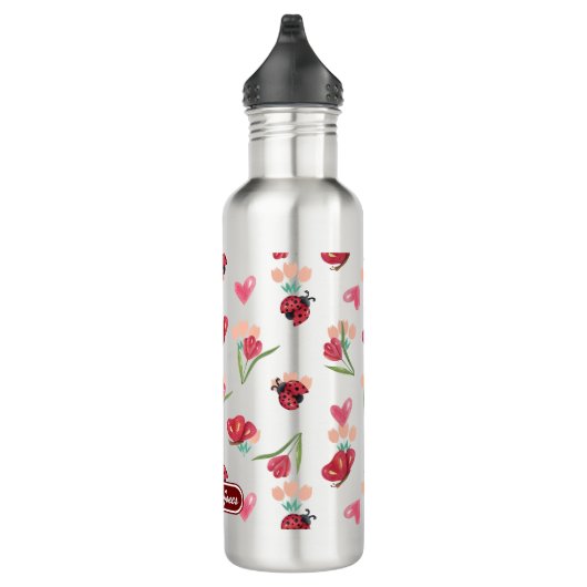 Ladybug, Butterfly und Tulip Herzmuster Edelstahlflasche (Rechts)