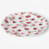 Ladybug, Butterfly und Tulip Herzmuster Pappteller (Schrägansicht)