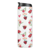 Ladybug, Butterfly und Tulip Herzmuster Thermosbecher (Nach rechts gedreht)