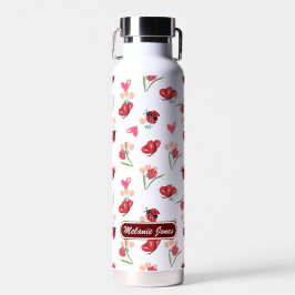 Ladybug, Butterfly und Tulip Herzmuster Trinkflasche