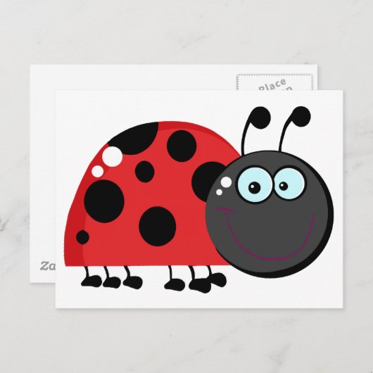 Ladybug Cartoon Character Postkarte (Vorne/Hinten)