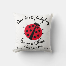 Ladybug Cartoon Niedlich Birth Stat Red White Blac Kissen