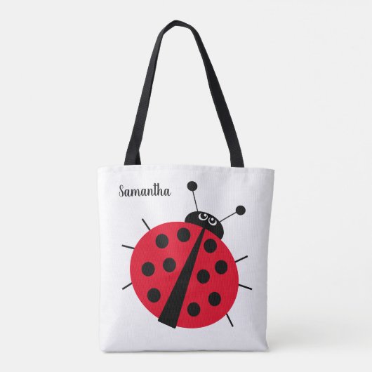 Ladybug Cartoon Spaß rot Schwarz-weiß Tasche (Rückseite)