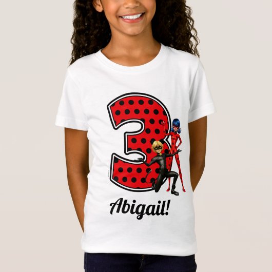 Ladybug & Cat Noir 3. Geburtstag T-Shirt (Vorderseite)
