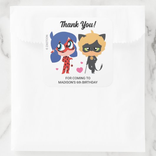 Ladybug & Cat Noir Birthday Vielen Dank Quadratischer Aufkleber (Tasche)