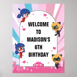 Ladybug Cat Noir Chibi Geburtstag Herzlich Willkom Poster
