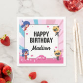 Ladybug Cat Noir Chibi Geburtstag Serviette (Beispiel)