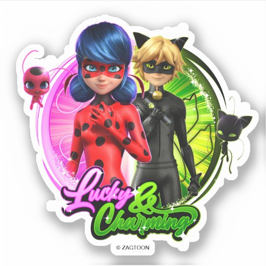 Ladybug & Cat Noir | Glück & Charme Aufkleber (Vorderseite)