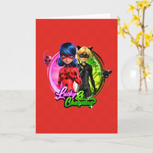 Ladybug & Cat Noir | Glück & Charme Karte (Gelbe Blume)