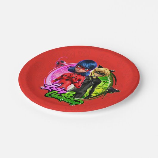 Ladybug & Cat Noir | Glück & Charme Pappteller (Schrägansicht)