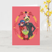 Ladybug & Cat Noir Osterkörbe Karte (Gelbe Blume)