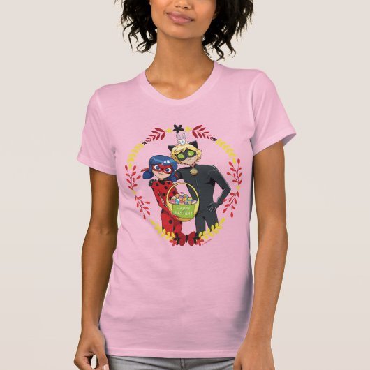 Ladybug & Cat Noir Osterkörbe T-Shirt (Vorderseite)