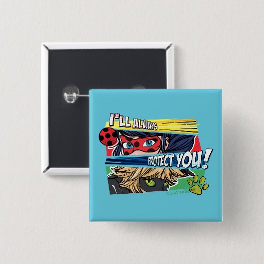 Ladybug & Cat Noir schützen Sie immer Button (Vorne & Hinten)