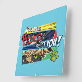 Ladybug & Cat Noir schützen Sie immer Quadratische Wanduhr (Winkel)