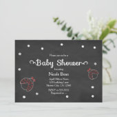 Ladybug Chalkboard Dots Baby Shower Einladungen (Stehend Vorderseite)