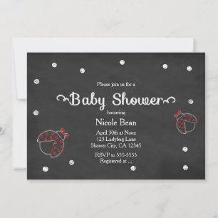 Ladybug Chalkboard Dots Baby Shower Einladungen