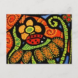 Ladybug Colorful Whimsical Folk Niedlich Postkarte