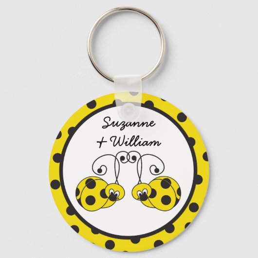 Ladybug Couple Yellow Keychain Schlüsselanhänger (Vorderseite)