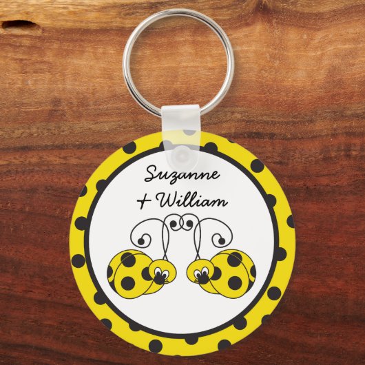 Ladybug Couple Yellow Keychain Schlüsselanhänger (Vorderseite)