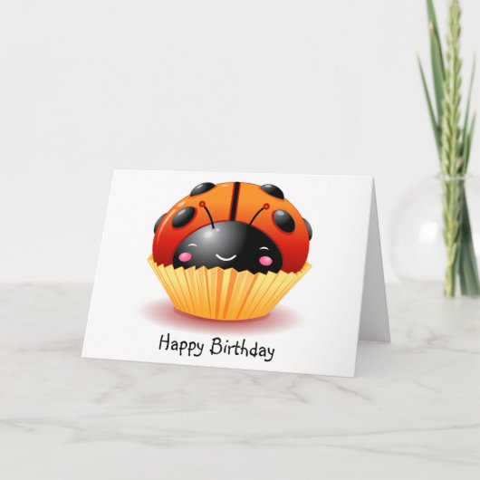 Ladybug Cupcake Geburtstagskarte Karte (Vorderseite)
