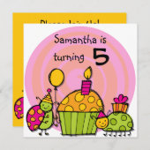 Ladybug Cupcake individuelle Einladungen zum Gebur (Vorne/Hinten)