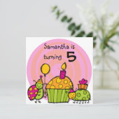 Ladybug Cupcake individuelle Einladungen zum Gebur (Stehend Vorderseite)