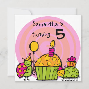 Ladybug Cupcake individuelle Einladungen zum Gebur