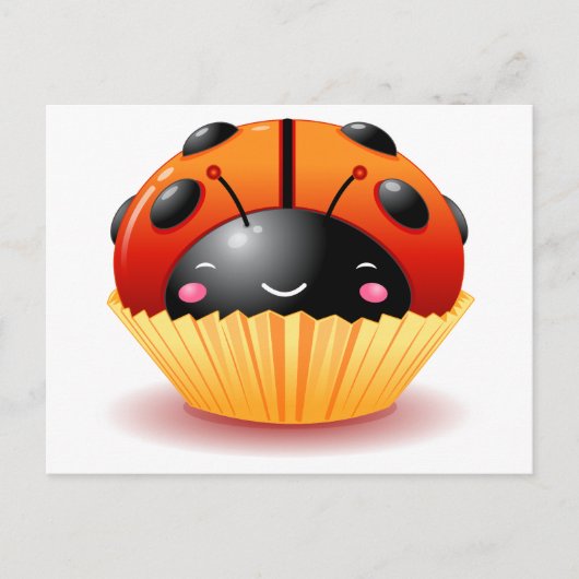Ladybug Cupcake Postcard Postkarte (Vorderseite)