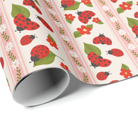 Ladybug daisies stripped creative gift  geschenkpapier (Rolleneckpunkt)