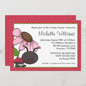 Ladybug Daisy Polka Dot Baby Dusche Einladung (Vorne/Hinten)