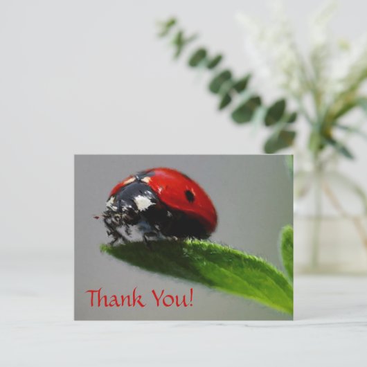 LadyBug Danke! Postkarte (Stehend Vorderseite)