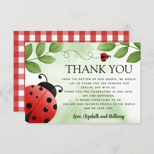 Ladybug Dankeschön Karte (Vorne/Hinten)