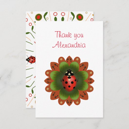 Ladybug Dankeschön Karte (Vorne/Hinten)