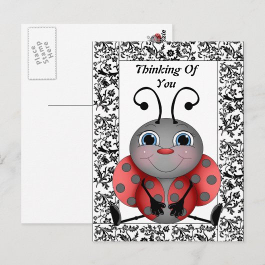 Ladybug denken Sie an Ihre Postkarte (Vorne/Hinten)