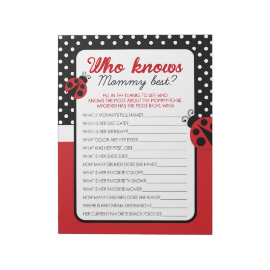 Ladybug, der Mommy Best Baby Game Pack kennt Notizblock (Rotiert)