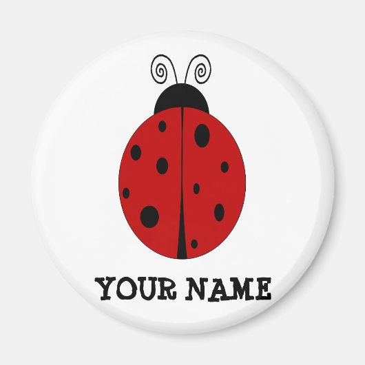 LADYBUG-Design mit JEDEM NAME Magnet (Vorne)