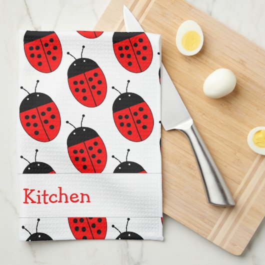 Ladybug Design Personalisiert Geschirrtuch (Viertel Falte)