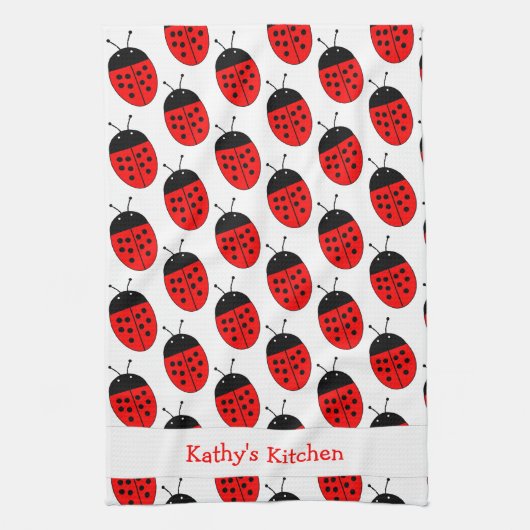 Ladybug Design Personalisiert Geschirrtuch (Vertikal)