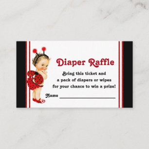 Ladybug Diaper Raffle Tickets Girl Baby Dusche Begleitkarte