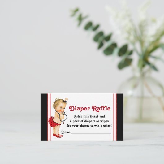 Ladybug Diaper Raffles Tickets Begleitkarte (Stehend Vorderseite)