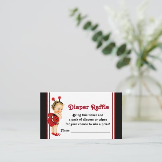 Ladybug Diaper Raffles Tickets Begleitkarte (Stehend Vorderseite)