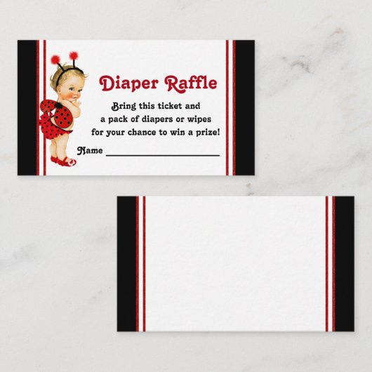 Ladybug Diaper Raffles Tickets Begleitkarte (Vorne/Hinten)