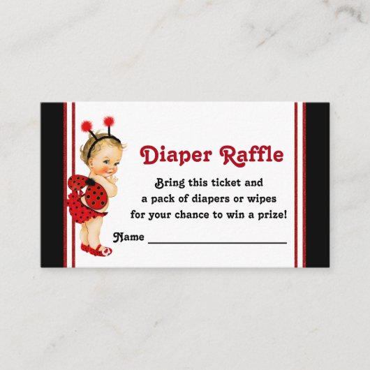 Ladybug Diaper Raffles Tickets Begleitkarte (Vorderseite)