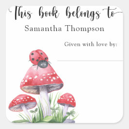 Ladybug - dieses Buch gehört Quadratischer Aufkleber
