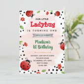 Ladybug Dusche Geburtstagseinladung Einladung (Stehend Vorderseite)