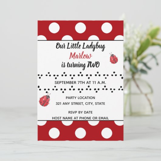 Ladybug Einladung (Stehend Vorderseite)