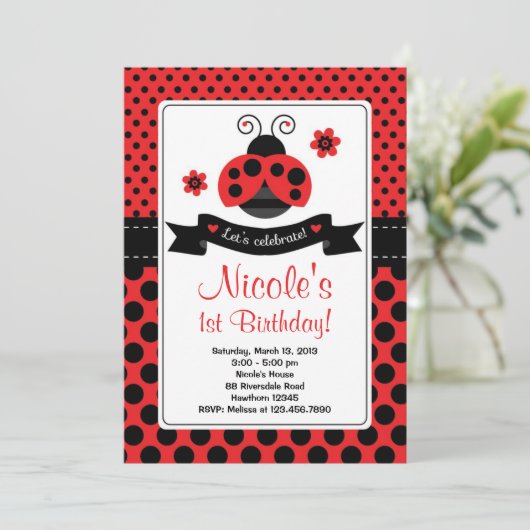 Ladybug Einladung / Lady Bug Einladung (Stehend Vorderseite)
